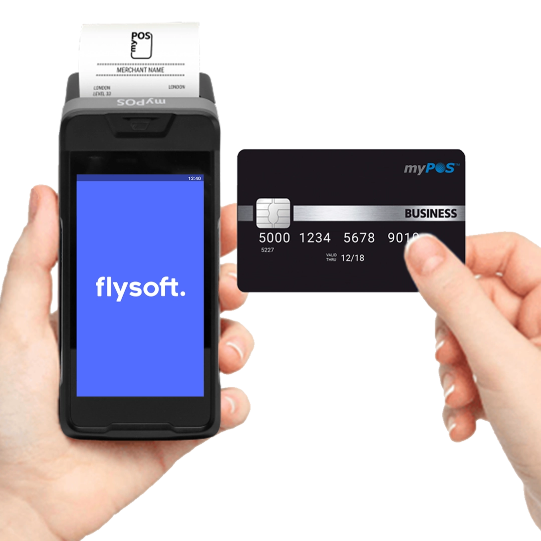 Flysoft pay是Flysoft提供的最新POS机，接受卡片和非现金支付。